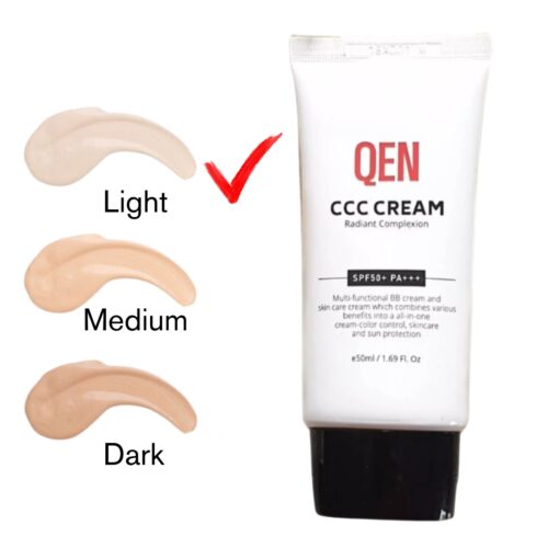QEN CCC SPF50 voide on kosteusvoide, aurinkosuoja ja meikki. Sävy Light,